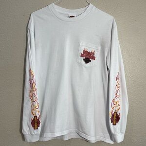 Harley Davidson Long Sleeve Men’s White Tee Shirt Jackson Hole Wyoming Logo